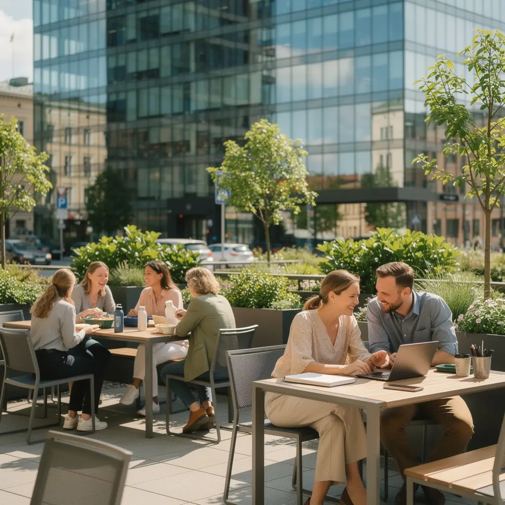 An aerial shot of the stunning Jūrmala beach with golden sands and people enjoying the sun.